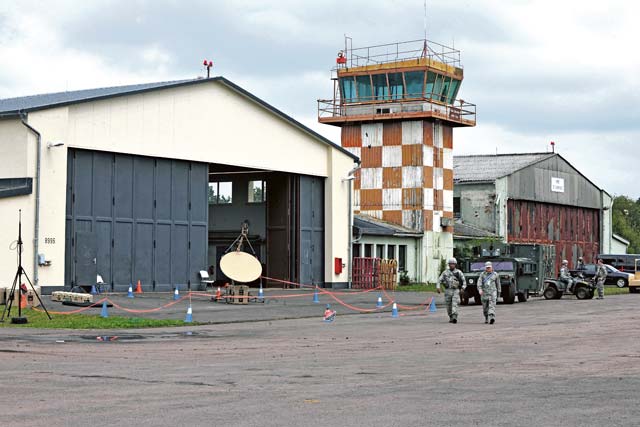 During Exercise Market Orchard, Airmen set up an airfield outside of U.S. Army Garrison Baumholder, Germany, Aug. 27.