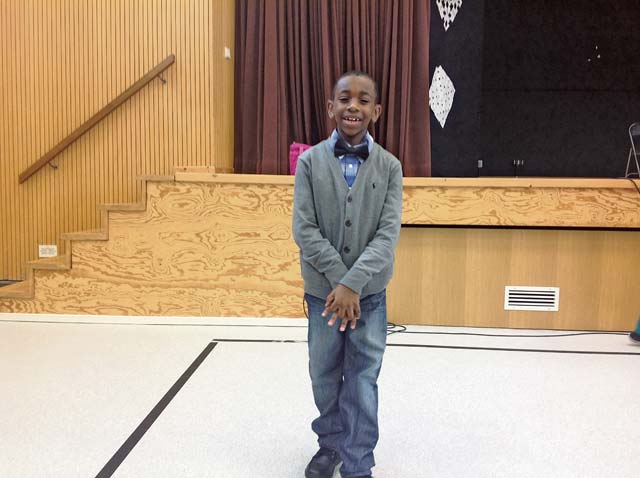 Courtesy photoEmery D. Samuels, 9, a third-grader at Sembach Elementary School, smiles after placing third among 24 participants in the Sembach Middle and Elementary School spelling bee Jan. 23. Emery, who lost on the word "affluent," won his first spelling bee Dec. 11 with the word "logical." He enjoys learning, reading, math and playing with Legos.