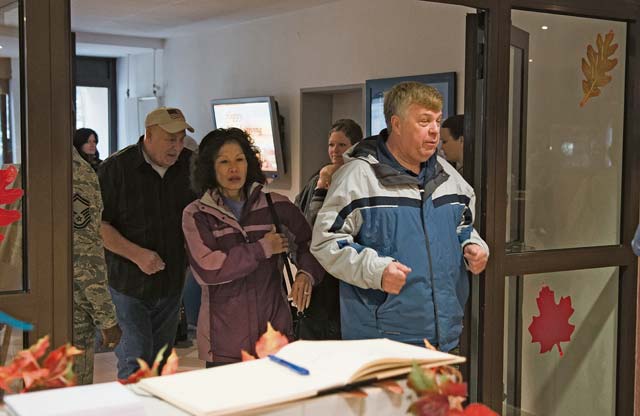 The first guests enter the Rhineland Inn dining facility Nov. 28. The food was prepared by 86th Force Support Squadron.  