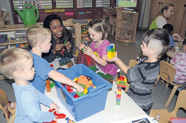 Pre-school children play with toys and games during activity time at the Wetzel Child Development Center in Baumholder. The center offers free child care for in-processing Soldiers and civilians.
