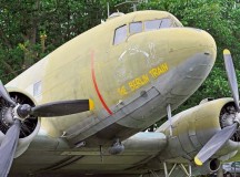 A C-47 sits at the Berlin Airlift memorial site where the 65th anniversary of the Berlin Airlift was celebrated June 26 in Frankfurt, Germany. The C-47 was one of two types of aircraft that participated in the Berlin Airlift — one of the biggest humanitarian missions in history.