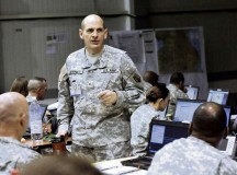 Photo by Staff Sgt. Warren W. Wright Jr.Brig. Gen. Paul M. Benenati,  commanding general of the 7th Civil Support Command, speaks to members of Joint Task Force-Consequence Management prior to the start of Operation Saber Guardian 14 March 30.