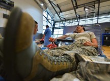 Staff Sgt. Jennifer Kellar, 786th Force Support Squadron retirement and separations NCOIC, donates blood to the Armed Services Blood Program Tuesday on Ramstein. The ASBP is a blood collection and distribution service solely for the men and women who defend our country.