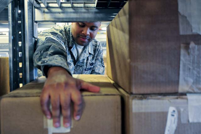 Photo by Senior Airman Chris WillisStaff Sgt. Paul Young, 86th Logistics Readiness Squadron supply technician, replaces inventory. The more than 390 Airmen of the squadron provide the 86th Airlift Wing and other units with Air Force’s largest travel management office, the Air Force’s fourth largest defense fuel support point and U.S. Air Forces in Europe and Air Forces Africa’s largest equipment account.