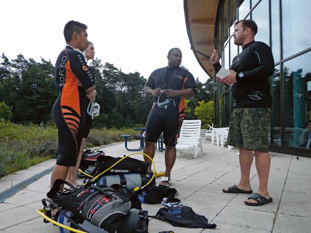 Students are taught the basics of scuba diving Sept. 11 on Ramstein.