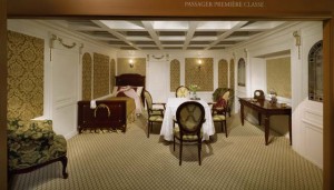 First class cabins on the Titanic were equipped with luxury. The two most expensive suites had two bedrooms, two dresser rooms, a living room, a bathroom with toilet and a private sun deck.