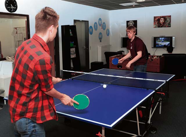 Damian and Shelby Burns, sons of Tech. Sgt. Cherie Burns, 786th Force Support Squadron, play table tennis at the teen center June 12 on Ramstein. The teen center offers teens a variety of programs and recreational activities.