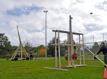Photo by Senior Airman Jose L. LeonTech. Sgt. Jason Crawford, 721st Aerial Port Squadron passenger service supervisor, launches a pumpkin during the second annual Pumpkin Chuckin’ competition Monday at Donnelly Park on Ramstein. The event was held in an effort to raise morale and promote esprit de corps within the KMC.