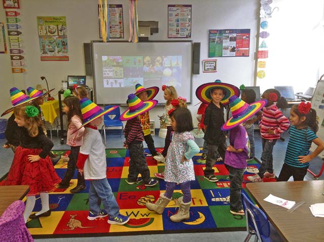 Courtesy photoCelebrating Hispanic heritage at LEMSStudents in Elizabeth Lyle’s foreign language in elementary schools class at Landstuhl Elementary/Middle School learn the Mexican dance “La Raspa”  during Hispanic Heritage Month at the school. 
