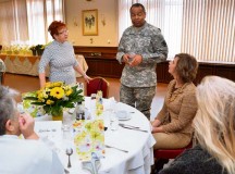 Maj. Gen. Aundre Piggee, 21st Theater Sustainment Command commander, speaks with Gold Star Wives at a Survivor Outreach Services luncheon April 4 at U.S. Army Garrison Kaiserslautern’s Landstuhl Community Club.