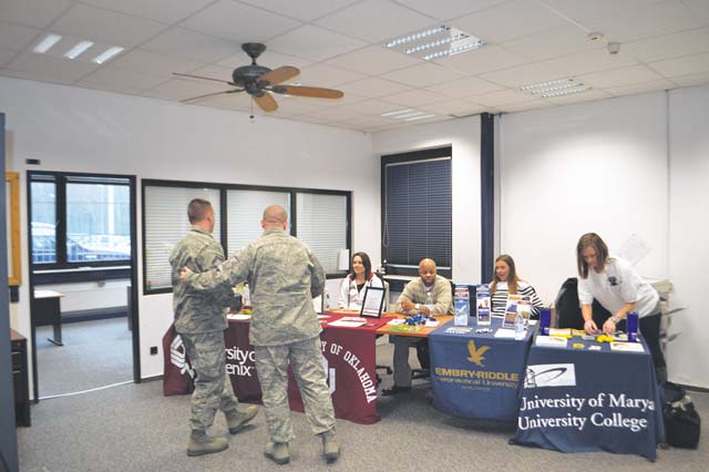 Courtesy photo Airmen from the 86th Munitions Squadron attend an education fair in preparation for the 86th MUNS higher education  challenge Feb. 1 on Ramstein. The team that completes the most Community College of the Air Force degrees during the  challenge will receive a beverage of their choice, and the team that earns the most credits will get lunch provided by the squadron leader.