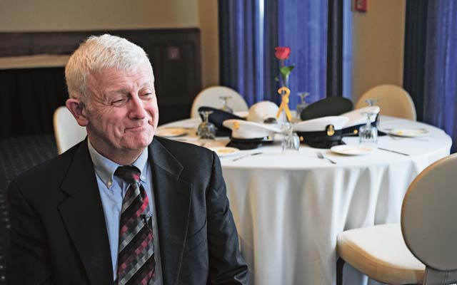 Photo by Senior Airman Hailey HauxRetired U.S. Air Force Lt. Col. Paul Needham talks about his time in captivity after a luncheon Sept. 18 at the Ramstein Officers’ Club. The luncheon was held in memory of prisoners of war and those missing in action, and Needham was invited to be the guest speaker to tell his story to Airmen as a way to enhance their resiliency. Needham was captured Nov. 4, 1979, by Iranian terrorists who took over the U.S. Embassy in Teheran, Iran.