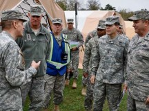 Photo by Maj. Meritt PhillipsBrig. Gen. Paul Benenati (left), commanding general of the 7th Civil Support Command, speaks with Lt. Gen. Craig Franklin, commander, 3rd Air Force and 17th Expeditionary Air Force; Lt. Gen. Jeffrey Talley, commanding general of the U.S. Army Reserve Command; and Gen. Philip Breedlove, commander, U.S. European Command and Supreme Allied Commander, Europe, Nov. 5.