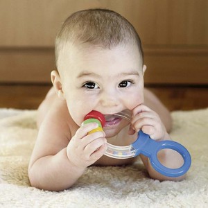 Courtesy photoThe safest approach to managing an infant’s teething pain, as well as soothing their tender gums, is the use of a teething ring chilled in the refrigerator.