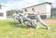 Members of the 786th Force Support Squadron compete in a tug-of-war competition during the Air Force Assistance Fund Sports Day April 11.