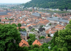 From the heights of Heidelberg Castle, visitors can see down into the City of Heidelberg’s town square. The massive castle was first constructed around 1300 and first used as a royal residence in 1398 for Prince Rupert III.