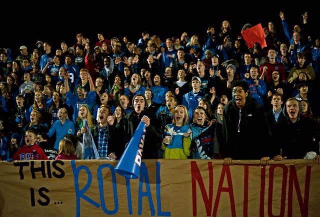 Photos by Senior Airman Damon KasbergRamstein Royal fans cheer for their team during the Department of Defense Dependents Schools-Europe Division 1 football championship game Nov. 2 in Kaiserslautern. After an undefeated season, the Royals lost 38-21 to the Wiesbaden Warriors. 