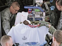 A specialized medical team ensures a patient 
is safe and ready for takeoff July 10 on Ramstein.