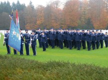 Airmen from the 52nd Fighter Wing and 726th Air Mobility Squadron out of Spangdahlem Air Base render a salute during the playing of taps at a Veterans Day ceremony Nov. 11 at the Luxembourg American Cemetery and Memorial.  Maj. Gen. John R. O’Connor, commanding general of the 21st Theater Sustainment Command, along with senior leaders from the 52nd Fighter Wing, participated in the ceremony to honor U.S. service members both past and present.