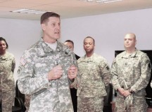 Maj. Gen. John R. O’Connor, commanding general of the 21st Theater Sustainment Command, speaks to senior leaders of the 21st TSC and organizers of the U.S. Army Europe Sexual Harassment/Assault Response and Prevention Resource Center during a senior leader orientation Jan. 7 on Sembach Kaserne. The SHARP RC is a new partnership between USAREUR SHARP, Landstuhl Regional Medical Center, the Criminal Investigation Division and the office of the Staff Judge Advocate to create a one-stop resource center for victims of sexual assault.