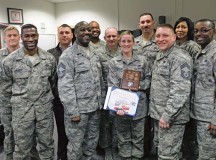 Courtesy photo
Staff Sgt. Suzanne Butler receives the Chiefs’ Sharp Award U.S. Air Forces in Europe and Air Forces Africa commander’s support staff technician, is the recipient of the Sharp Award.