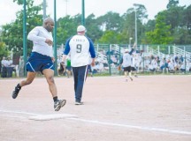 Photo by Senior Airman Timothy MooreCol. Lawrence Hicks, 86th Logistics Group commander, runs to first base during an outfield hit Sep. 11 on Ramstein. Hicks was part of the RUfit Resilience Day Chiefs vs. Eagles game.