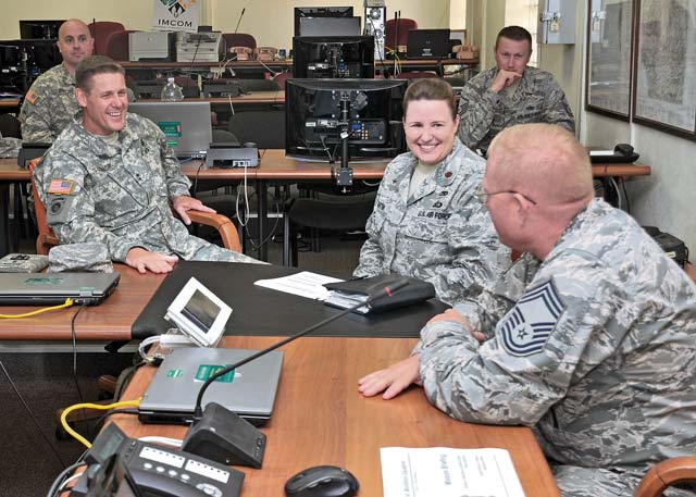 Maj. Gen. John R. O’Connor, commanding general of the 21st Theater Sustainment Command, receives an operational briefing Sept. 11 from the leadership of the 731st Munitions Squadron during a visit to Camp Darby in Pisa, Italy. O’Connor traveled to three installations in Italy to meet with personnel from various units in an effort to better understand the operational environment in Italy.