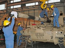 Members of the Theater Logistic Support Center-Europe’s Maintenance Activity Vilseck remove the tube from an M-109A6 Howitzer Jan. 16 
on Rose Barracks. The MAV, along with the Army Field Support Battalion-Germany, the 16th Sustainment Brigade’s 317th Maintenance 
Company, and the U.S. Army Tank Automotive and Armament Command, have been tasked with the replacement of the tubes on eight European Activity Set Howitzers ensuring they are mission ready for upcoming rotations of American forces to Europe as part of the U.S. Army’s 
European Rotational Force.