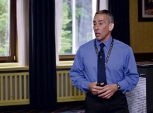 Tony Garcia, U.S. Army Europe’s Comprehensive Soldier and Family Fitness program manager, speaks to senior leaders from the 21st Theater Sustainment Command and U.S. Army Garrison Rheinland-Pfalz during the executive resilience and performance course May 30 on Vogelweh.