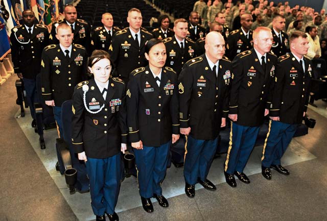 Eighteen NCOs from around U.S. Army Europe graduated from the motor transport operator Advanced Leadership Course during a ceremony March 25 at the Galaxy Theater on Vogelweh Military Complex