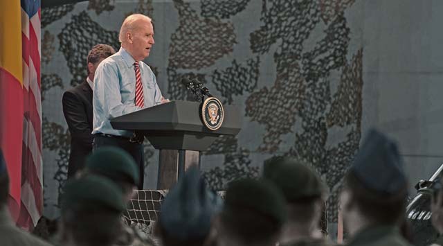U.S. Vice President Joe Biden speaks to a group of U.S. and Romanian service members May 20 in Bucharest, Romania. During his speech Biden touched on many topics including Ukraine, building stronger partnerships among NATO Allies and thanking Romania for its constant support.