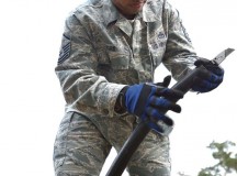 Master Sgt. Terence Ward, 786th Civil Engineer Squadron superintendent of facility systems, prepares cable for installation for backup emergency power for the base water supply March 8 on Ramstein. Ward was presented with an award at this year’s U.S. Air Forces in Europe and Air Forces Africa first quarter awards ceremony.