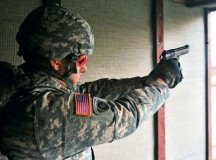 Photo by Staff Sgt. Alexander A. BurnettMaj. Gen. John R. O’Connor, commanding general of the 21st Theater Sustainment Command, fires his M9 pistol at a paper target during a weapons qualification table Oct. 31 at Breitenwald Range. The “First in Support” team conducted its biannual readiness week Oct. 28 to Nov. 1 at various locations in the KMC to ensure all Soldiers and Department of the Army civilians received required annual, biannual and quarterly training requirements as well as ensure administrative individual readiness is maintained. This individual and unit training is to ensure Team 21 is “Ready Strong.”
