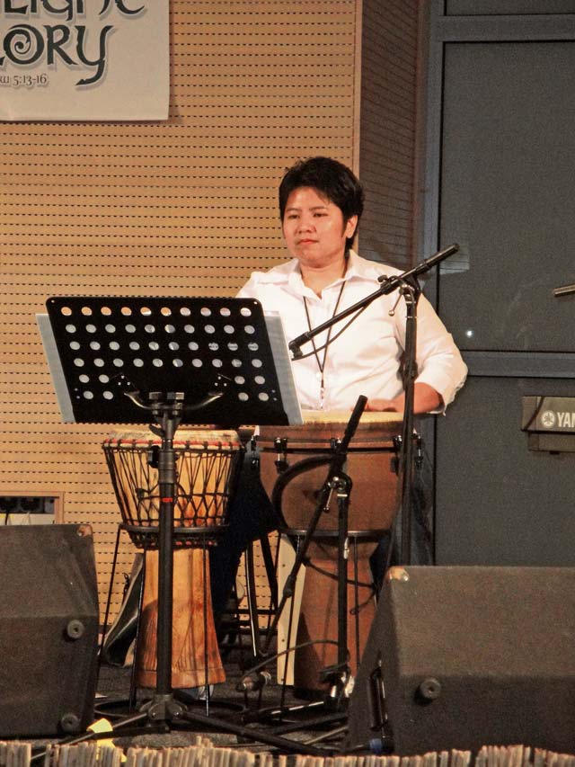 Courtesy photoTech. Sgt. Clarissa Padilla, 4th Air Support Operations Group knowledge operations manager, plays a percussion instrument in a local band. Padilla discovered her love for music during middle school and channeled the positive energy she has found from it into her personal and professional self-development. 