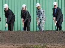 Photo courtesy of the U.S. Army

(From left) Andreas Schepers, Norbel Hoebel, Donna L. Street, Maj. 
Gen. Aundre F. Piggee, Helmut Haufe and Paul Lindemeber dig the first shovels of dirt for the Theater Logistics Support Center-Europe fuel purging station April 12 at the Kaiserslautern Army Depot.