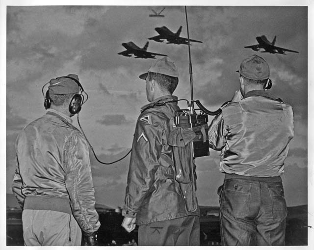 F-100s from Hahn and Forward Air Controllers from the 17th AF (Ramstein Air Base) and the  7th Army (Stuttgart/Vaihingen) work together in 1965. By then, tension between the Soviet Union and the United States over Berlin and Cuba had cooled considerably. 1966 saw major reorganizations of U.S. military command structure in Europe with the 7th Army being merged with U.S. Army Europe and the headquarters being relocated from Frankfurt to Stuttgart.