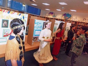  From left, Pocahontas (Aneesa Coomer), Catherine the Great (Elena Shideler), Cleopatra (Sierrah Linza) and Amelia Earhart (Kiersten Bise) await visitors at the Living Wax Museum.