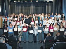 Photo by Nichole Gonzalez

Scholarship recipients pose for a photo recently after a scholarship ceremony was held at the Galaxy Theater on Ramstein.