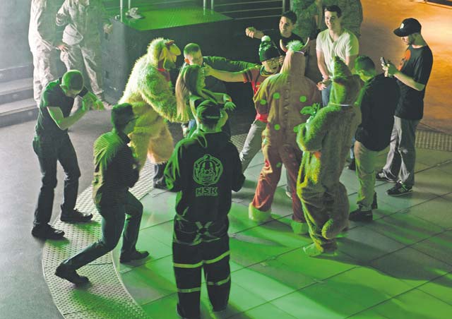 Soldiers, Airmen and civilians dance to electronic dance music on Ramstein.