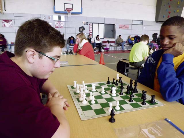 Baumholder Middle/High School students Nicholas Ochoa and Lorne Huxtable contemplate their next move.  