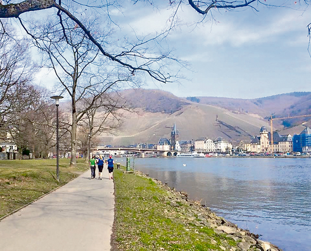 Courtesy photo by Linda Hitchcok Members of the Ramstein Runners run March 30, along the banks of the Moselle River in Bernkastel-Kues, Germany.