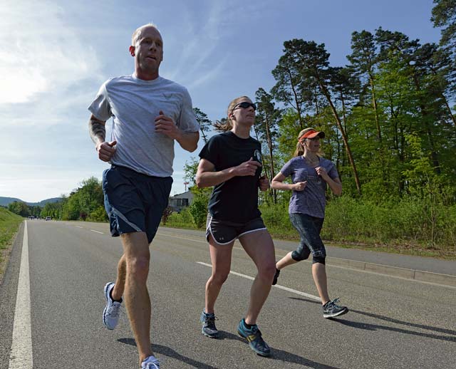 Members of the KMC run in the Staff Sgt. Todd "TJ" Lobraico Memorial 5k May 8.  The memorial run was the first event planned in honor of National Police Week.