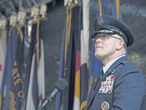Photo by Senior Airman Jonathan StefankoGen. Frank Gorenc, U.S. Air Forces in Europe and Air Forces Africa commander, delivers a speech to the Ramstein High School graduating class of 2015, June 5, at the Fritz Walter Stadium in Kaiserslautern.