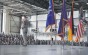 Photo by Airman 1st Class Larissa Greatwood<br>Chief Master Sgt. of the Air Force James A. Cody talks to the audience in Hangar 3 during an all-call June 15 on Ramstein.  Cody answered Airmen’s questions regarding Air Force standards, new processes and entitlements.