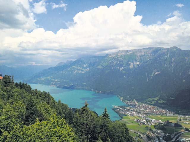 A view of the mountains from the top of Interlaken.
