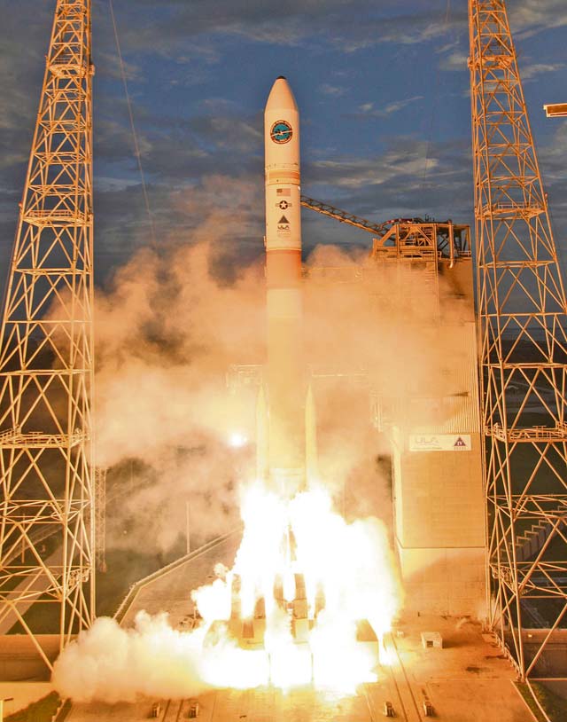 Photo courtesy of United Launch Alliance A Delta IV Medium+ (5, 4) rocket, carrying the seventh Wideband Global Satcom satellite aboard, lifts off from Cape Canaveral Air Force Station, Fla., July 23.