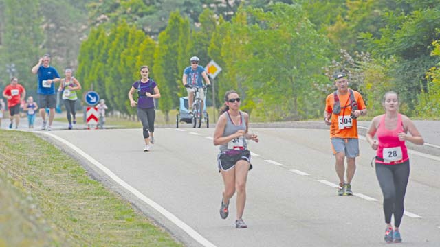 Runners participate in the Ramstein Half Marathon Aug. 15. The 341 participants who signed up for the event received a T-shirt, cinch bag and participation medal.