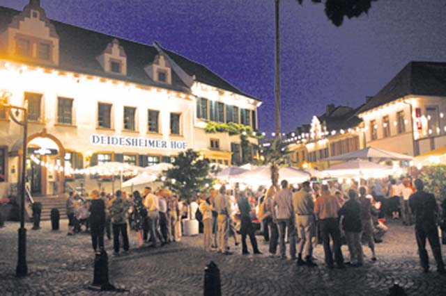 Courtesy photo Wine carnival The wine growing community of Deidesheim is celebrating its annual wine carnival today through Monday. Regional vintners will serve wines in their yards and at various stands. Music and artistic performances will take place at the historical Marktplatz. Vendors will put up 30 stands on Bahnhofstrasse to offer food specialties and other merchandise. An amusement park will feature a giant Ferris wheel and other rides. The Deidesheim wine carnival was awarded the nicest wine fest of the Palatinate. Organizers recommend to use public transportation. For details, visit www.deidesheim.de.