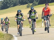 Cyclists from the KMC travel back after riding for three days Aug. 1 in Germany.