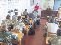 Courtesy photo
U.S. Air Force Tech. Sgt. George Broom, 435th Air Mobility Squadron airfield manager, briefs Ukrainian personnel at Staro-Konstantinov Air Base, Ukraine as part of the airfield assessments carried out by the 435th Contingency Response Group July 12 to 20.